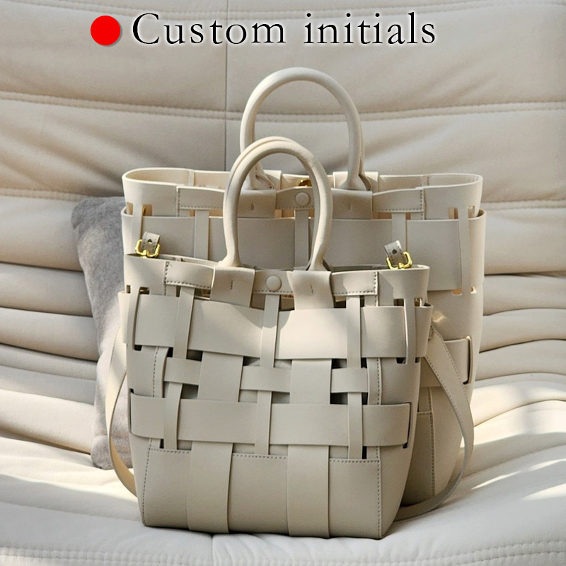 Luxury Bags Outlet - Custom Initials Genuine Leather Tote Bags